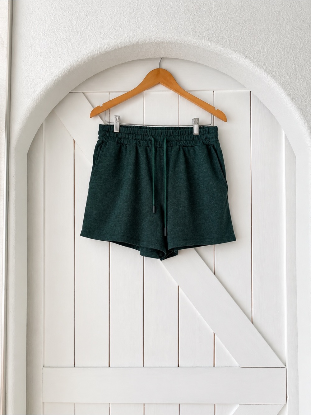 Quince Deep Forest Green Drawstring Athletic Shorts